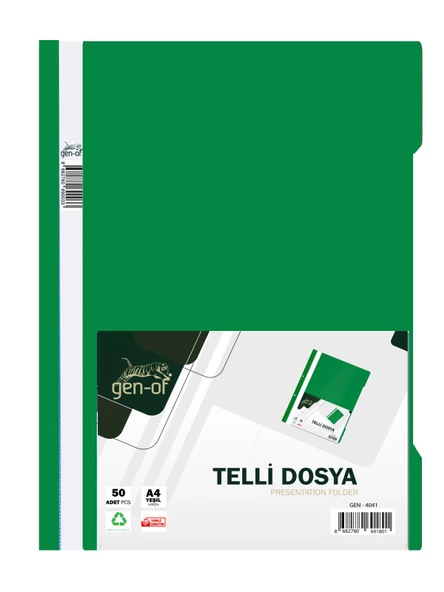 Gen-Of Telli Dosya 50 Li 1 Paket A4 Mavi Siyah Kırmızı Yeşil - 6