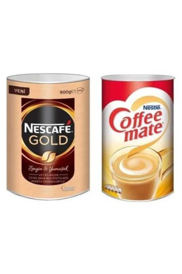 Nescafe Gold 900 gr Teneke Kutu + Coffee Mate 2000 gr Teneke Kutu kahve Kreması