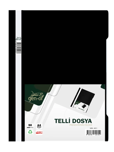 Gen-Of Telli Dosya 50 Li 1 Paket A4 Mavi Siyah Kırmızı Yeşil - 5