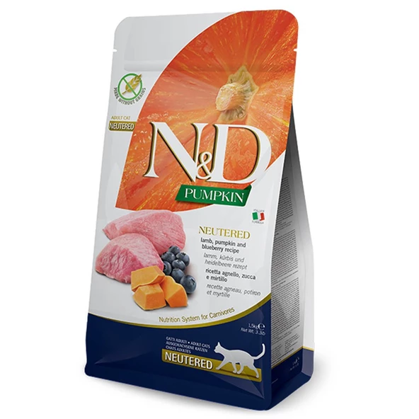 N&D Tahılsız Kuzulu&Balkabaklı Kısır Kedi Maması  1.5 Kg