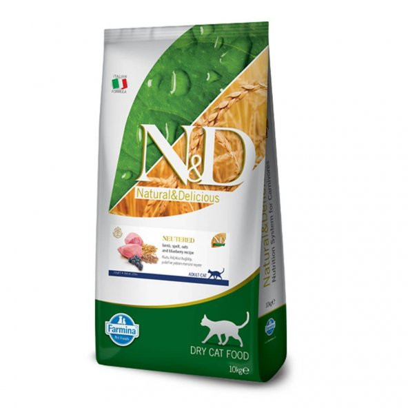 N&D Az Tahıllı Kuzulu Kısırlaştırılmış Kedi Maması 10 KG