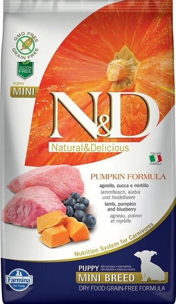 N&D Tahılsız Kuzulu&Balkabaklı Mini Irk Yavru Köpek Maması 2,5 KG