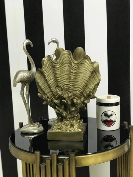 Dekoratif Mercan Üzerinde Deniz Kabuğu Biblo Vazo - 4