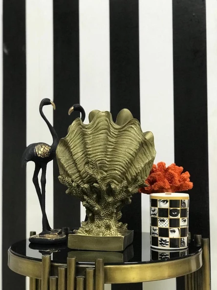 Dekoratif Mercan Üzerinde Deniz Kabuğu Biblo Vazo - 6