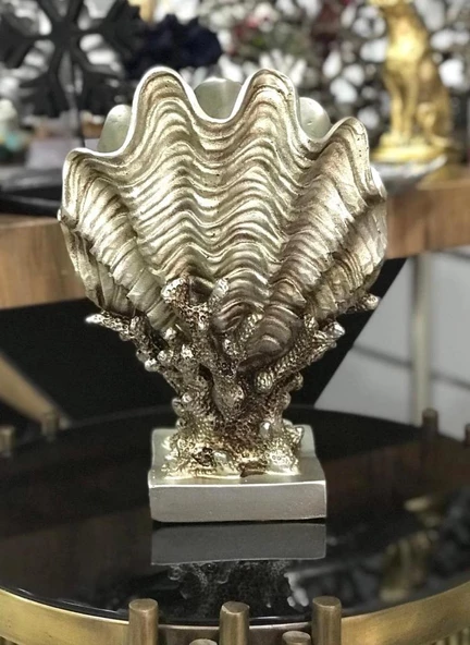 Dekoratif Mercan Üzerinde Deniz Kabuğu Biblo Vazo - 7