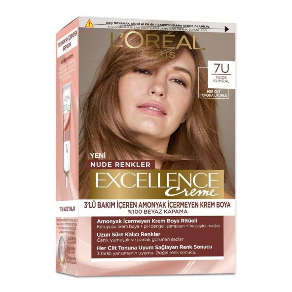 Loreal Excellence Creme Saç Boyası Nude Renkler  7u Nude Kumral