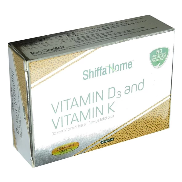 Shiffa Home D3 Ve K Vitamini Yumuşak 1300 Mg X 30 Kapsül