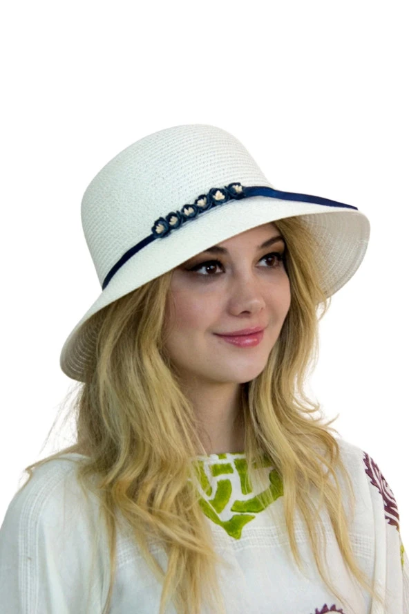 Çiçekli Kadın Hasır Şapka 1457