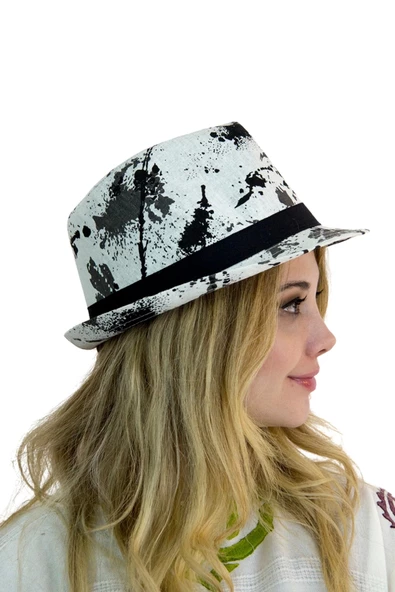 Desenli Kadın Fötr Şapka 1565 - Resim 2