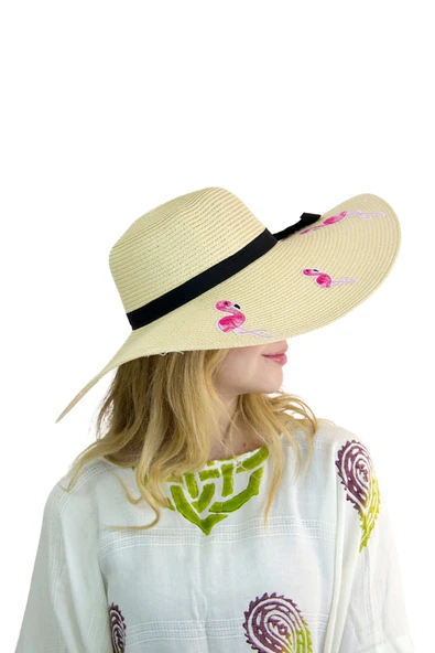 Flamingo Hasır Kadın Şapka 7046 - Resim 4