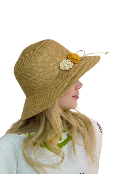 Hasır Kadın Şapka 3854 - Resim 3