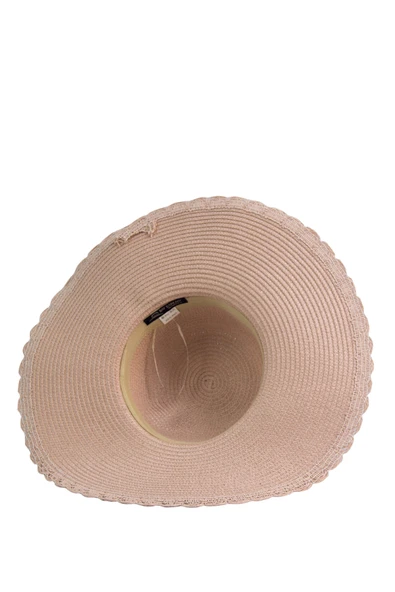 Kadın Geniş Kenarlı İncili Hasır Şapka 3871 - 9