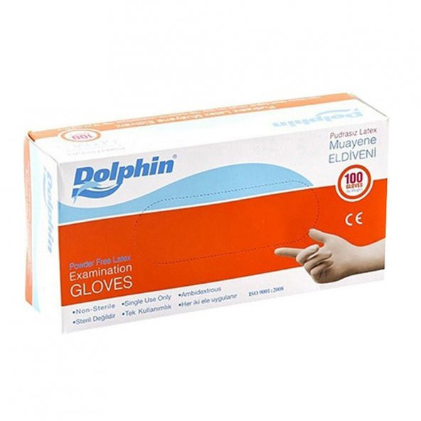 Dolphin Lateks Pudrasız Eldiven Large-100 adet