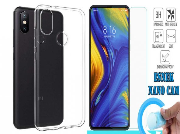 Xiaomi Mi Mix 3 Zore Süper Silikon Kılıf Kamera Korumalı+Nano Cam