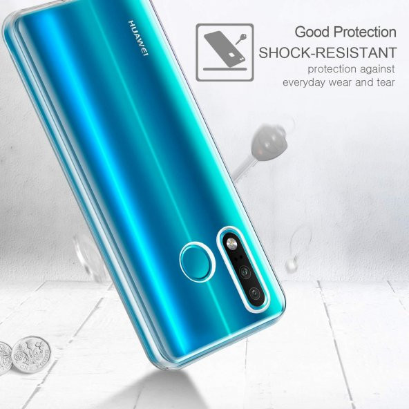 Huawei P30 Lite Kılıf Şeffaf Süper Silikon Kılıf + 6D Nano Cam - 5