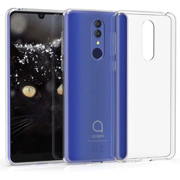 Alcatel 3 2019 Kılıf Şeffaf Süper Silikon Kamera Korumalı