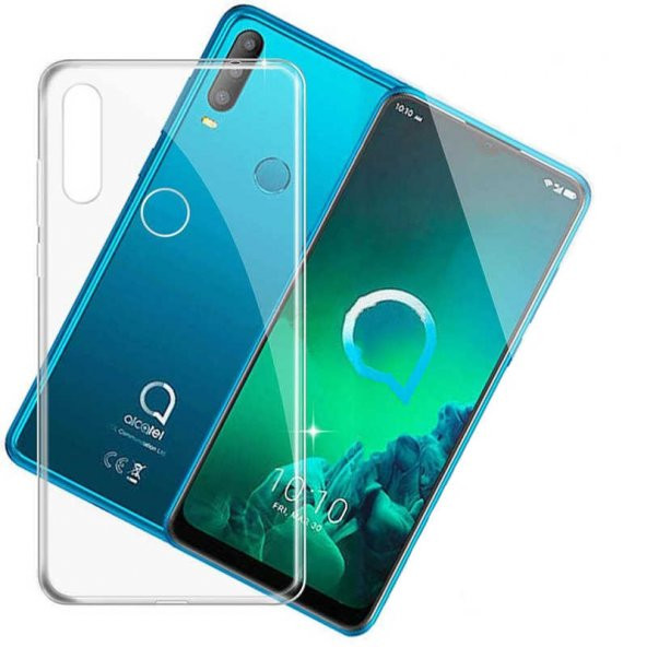 Alcatel 3X 2019 Kılıf Şeffaf Süper Silikon Kamera Korumalı