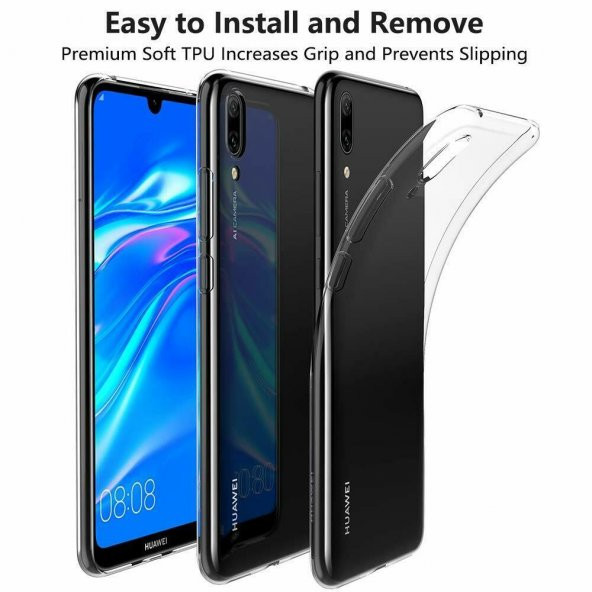 Huawei Y6 2019 (Honor 8A) Kılıf Şeffaf Süper Silikon Kılıf - 4