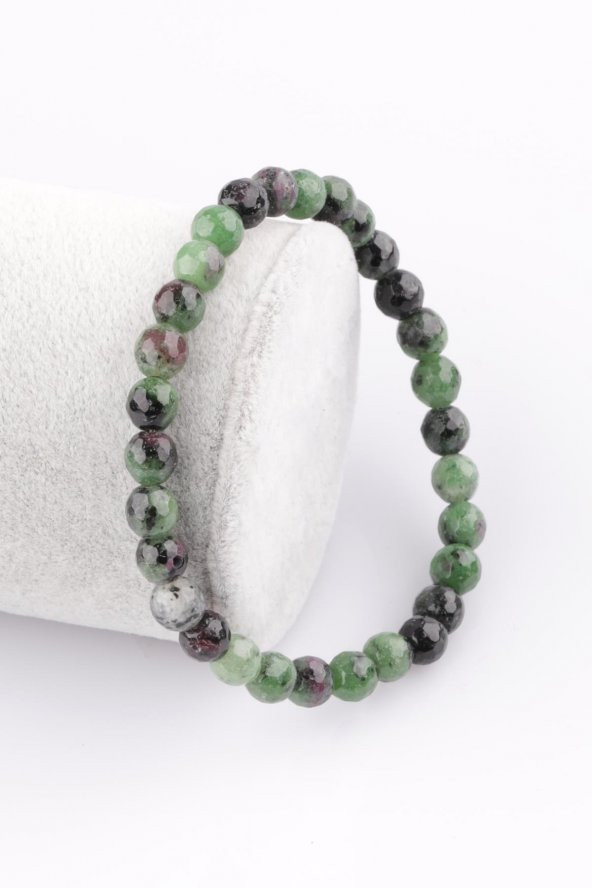 Anyolit Doğal Taş Bileklik 6 mm Fasetli Küre Kesim ürün görseli