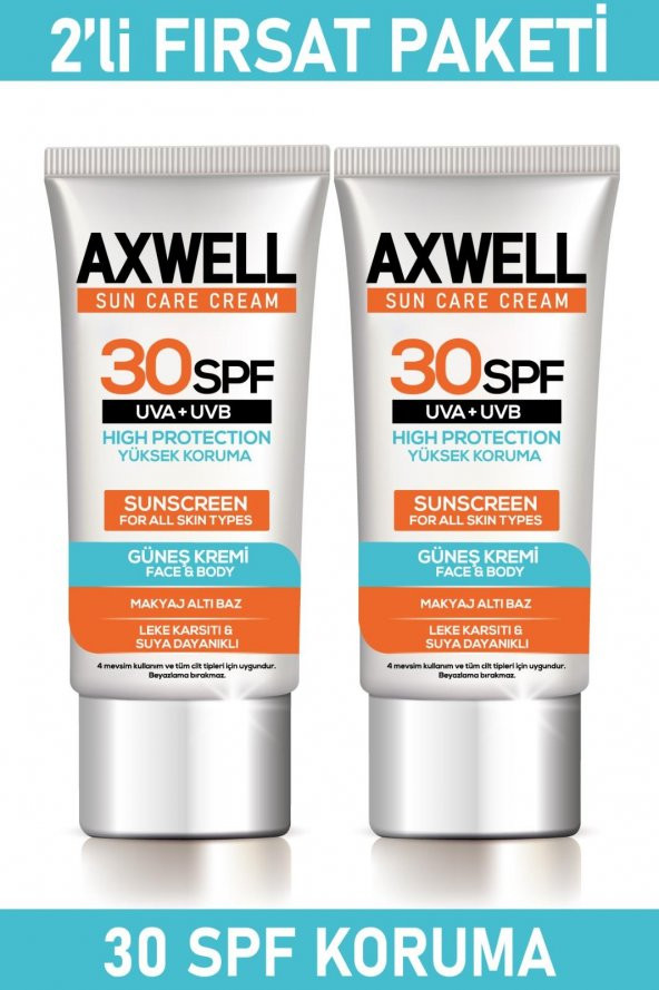 Sun Care Cream Güneş Kremi Yüksek Koruma 30 SPF 50ml 2 Li Fırsat Seti