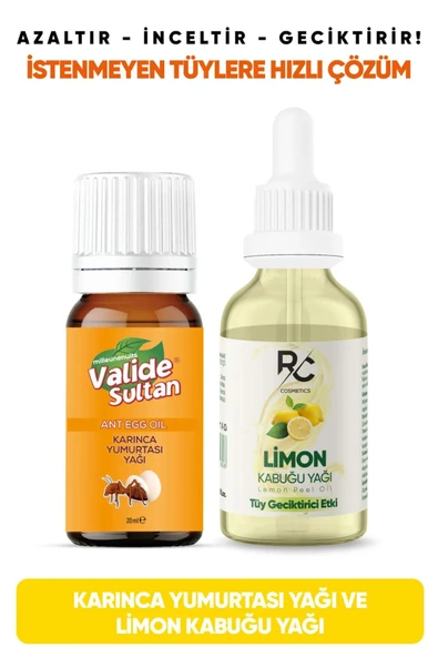 Tüy Azaltıcı Etkili Limon Kabuğu Yağı Serumu 30ml& Karınca Yumurtası Yağı 20ml