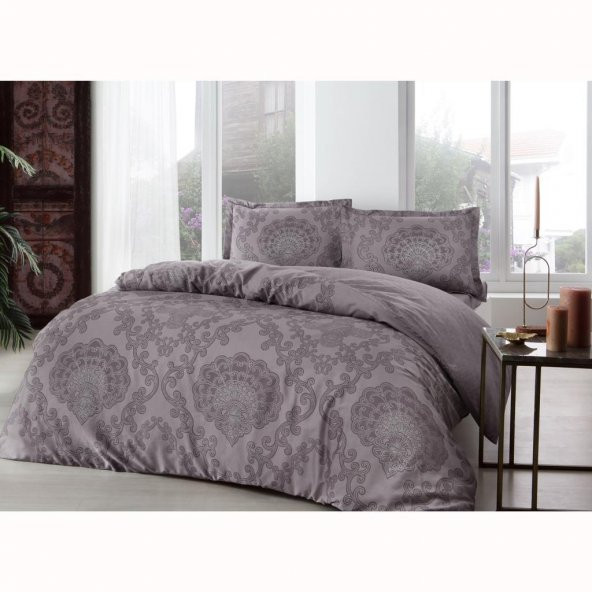 Taç Violet Çift Kişilik Saten Nevresim Takımı - Resim 2