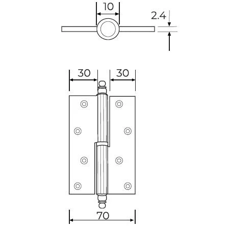 Okka Menteşe Pirinç Sarı 10cm - Resim 2