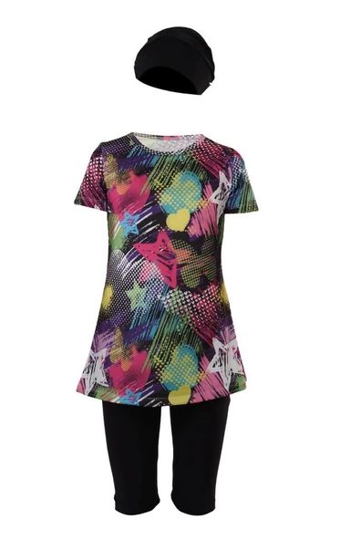 Tesmay 2772 Siyah Kısa Kol Çocuk Tesettür Mayo - 4