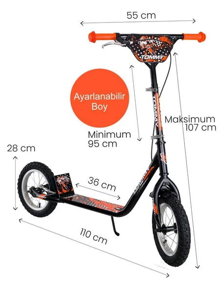 TommyBaby İkon 12 Jant Çocuk Scooter - 9