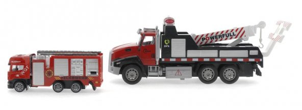 Die Cast Çek Bırak Vinçli Kurtarıcı ve Söndürücü İtfaiye Aracı - 4