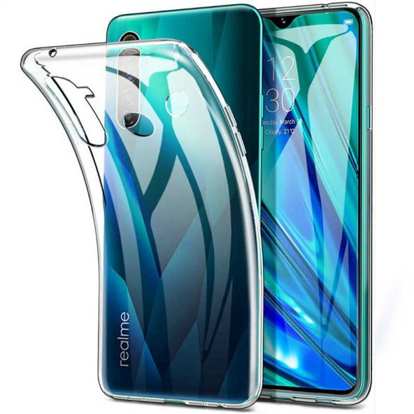 Realme 5i Kılıf Şeffaf Süper Silikon Kamera Korumalı