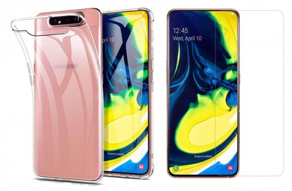 Samsung Galaxy A80 Kılıf Zore Şeffaf Süper Silikon Kılıf+Nano Cam