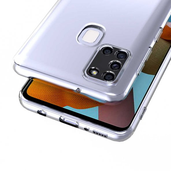 Samsung Galaxy A21S Kılıf Kamera Korumalı Şeffaf Süper Silikon Kapak - 7