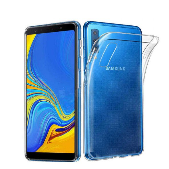 Samsung Galaxy A7 2018 Kılıf Şeffaf Süper Silikon Kamera Korumalı