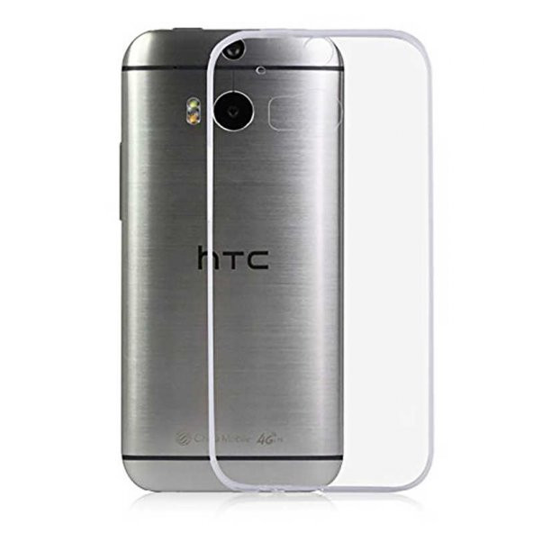 HTC One M8 Kılıf Şeffaf Süper Silikon Kamera Korumalı