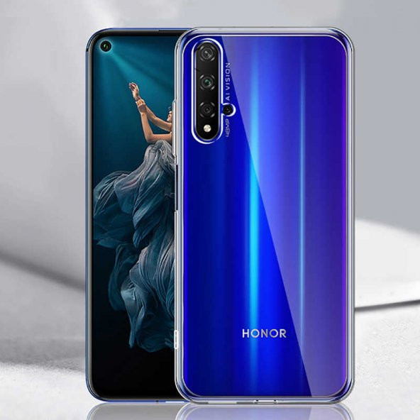 Huawei Honor 20 Kılıf Şeffaf Süper Silikon Kamera Korumalı