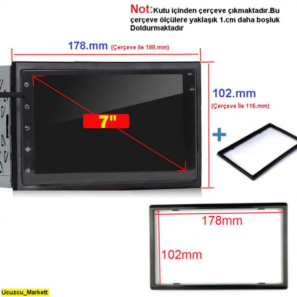 7 inch 2Din 2/32gb. 2gb Ram'li ve 32gb ROm ile Universal Android 13 Yeni Double Ekran Teyp Multimedya - 2