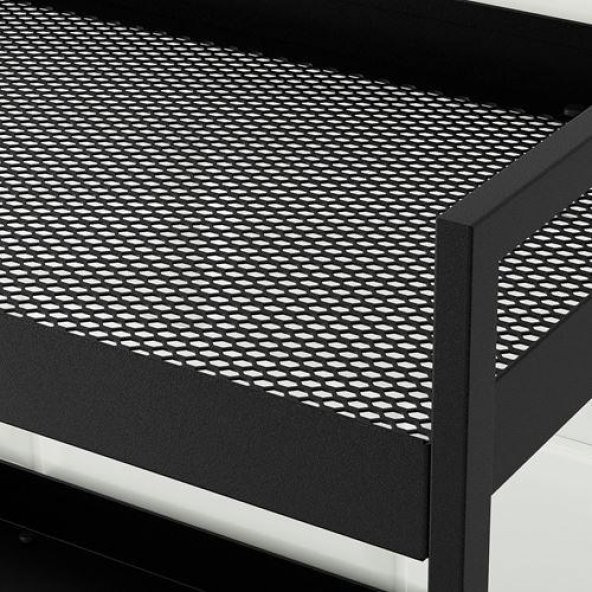 3 Katlı Servis Arabası IKEA Siyah Renk 50.5x30x83 cm Düzenleyici Raf Ünitesi Çelik - 5