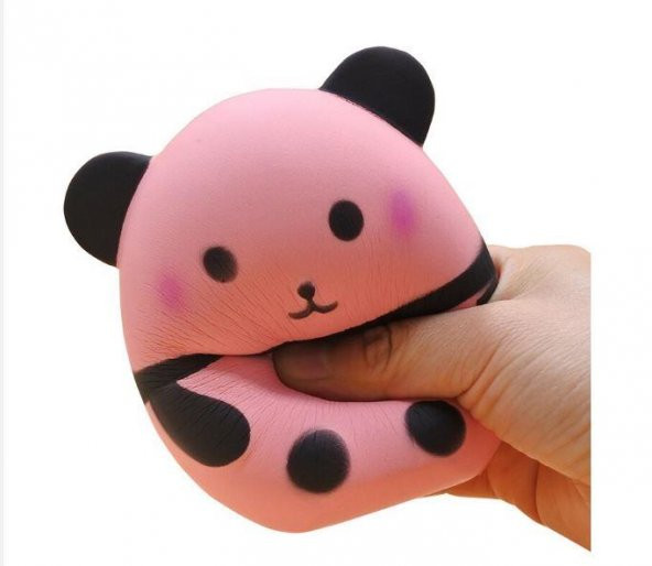 3 Adet Pembe Sevimli Yavaş Yükselen Squishy Panda Oyuncak Çanta Süsü Orta Boy - 3