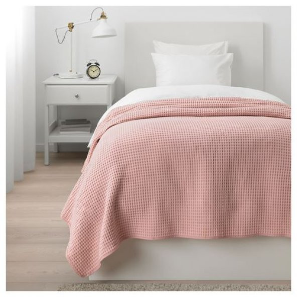 Tek Kişilik Yatak Örtüsü Pembe MeridyenDukkan 150x250 Cm %100 Pamuk Yatak Örtüsü - 3
