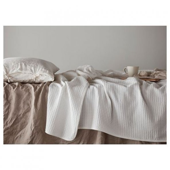 Tek Kişilik Yatak Örtüsü Beyaz MeridyenDukkan 150x250 Cm %100 Pamuk Yatak Örtüsü - 4