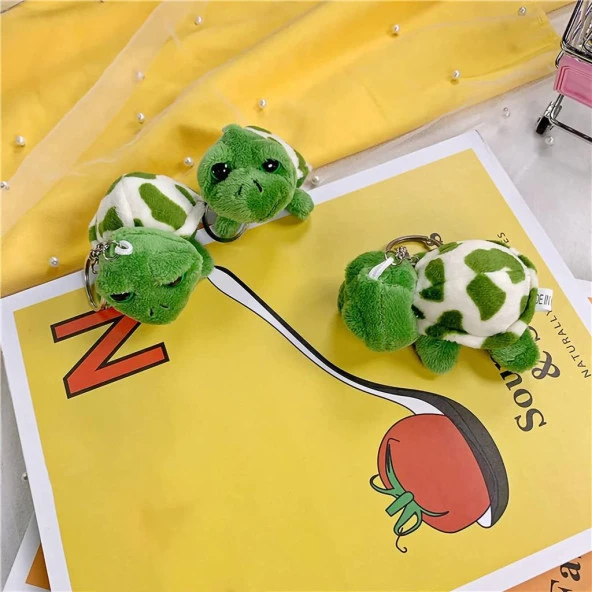 15 Cm Yeşil Kaplumbağa Tosbik Caretta Caretta Peluş Anahtarlık  Hediye - 8