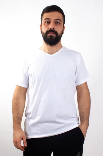 TWİSTER JEANS 1827 BEYAZ V  YAKA ERKEK T-SHİRT - 2
