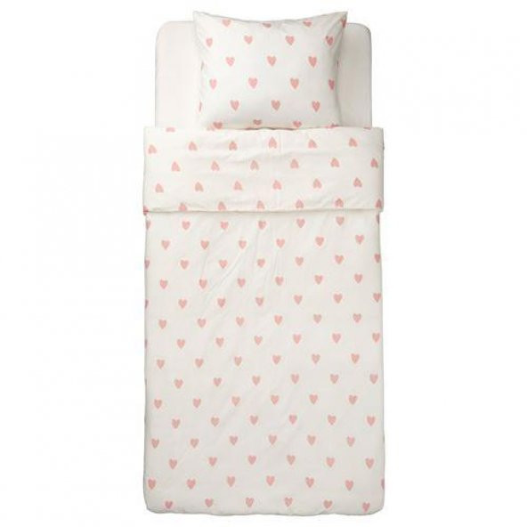 Çocuk Nevresim Takımı Tek Kişilik Kalpli IKEA 150x200/50x60 cm MeridyenDukkan Kız Çocuk - 3
