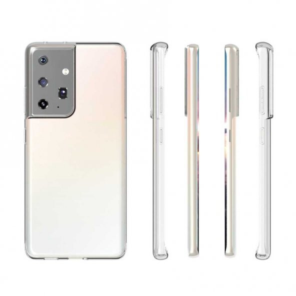 Samsung Galaxy S21 Ultra Kılıf Şeffaf Süper Silikon Kapak - 4