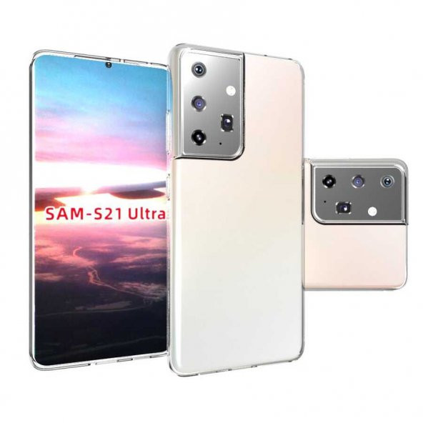 Samsung Galaxy S21 Ultra Kılıf Şeffaf Süper Silikon Kapak - 8