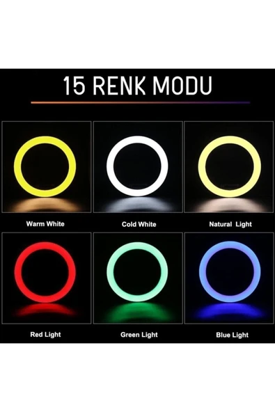 210 Cm Tripot 10 Inç 26 Cm Rgb Işık Çok Renkli Makyaj Tiktok Selfie Işığı Selfie Çubuğu Tripod - 4