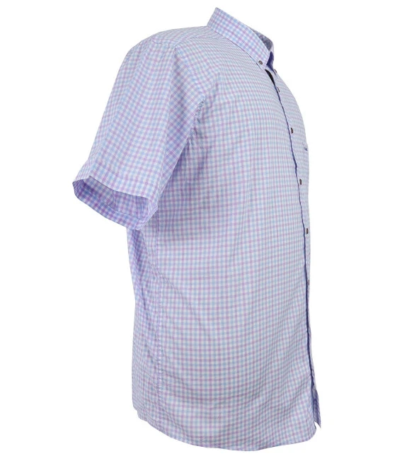 Erkek Büyük Beden Battal Boy Pamuklu Kısa Kol Gömlek - 2