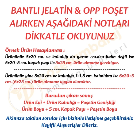 15x25+5 cm. (15x30) 25 Adet Şeffaf Bantlı Yapışkanlı Jelatin Poşet - Resim 2