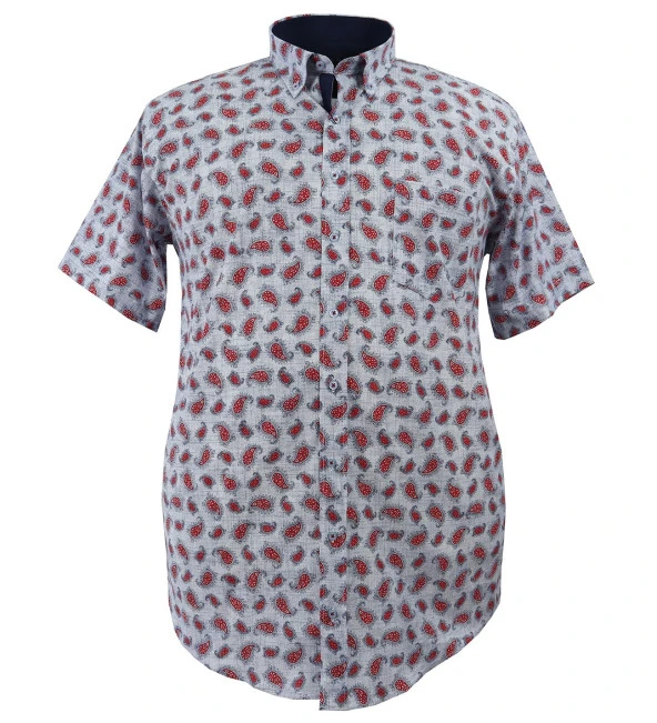 Büyük Beden Battal Boy Erkek Gömlek Pamuklu Kısa Kol